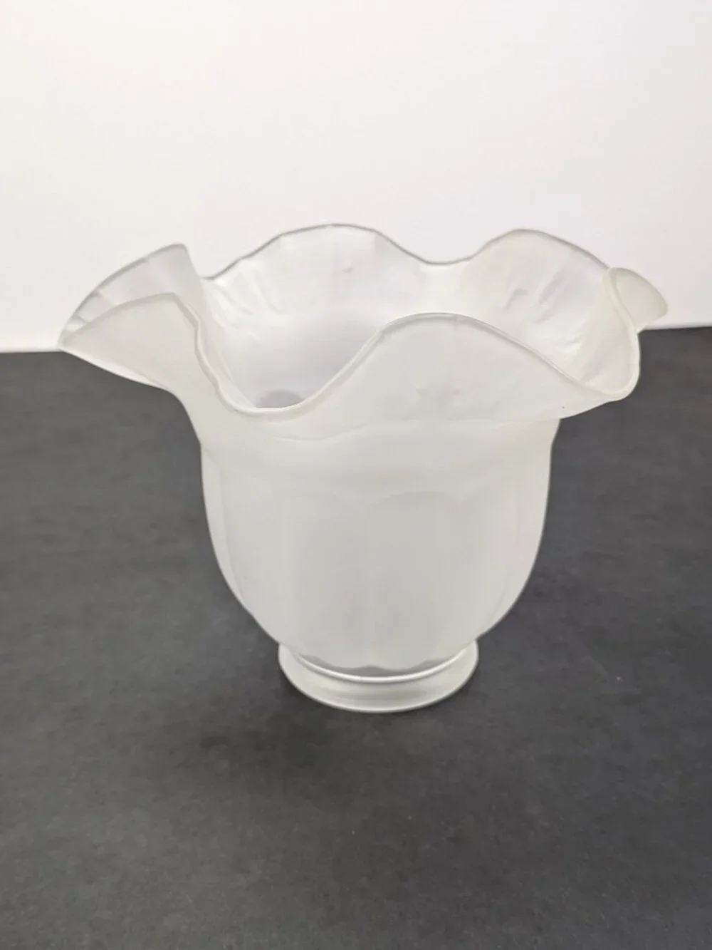 Frosted Glass Tulip Light Shade Replacement Ruffled Fluted Edge DIY craft proj.